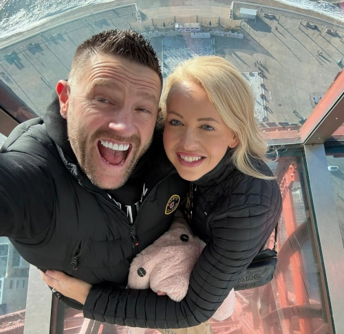 Stuart and Nicole McKee selfie at the top of Blackpool Tower